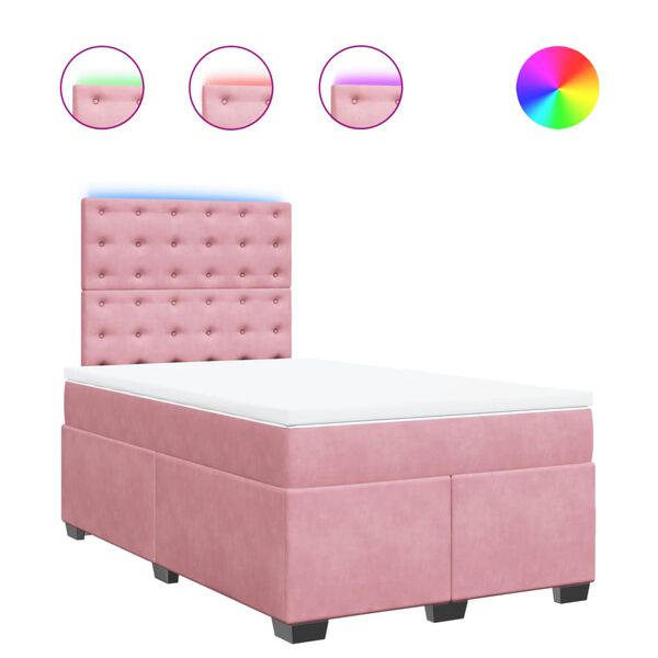 vidaXL Sommier &agrave; lattes de lit avec matelas Rose 120x200 cm Velours