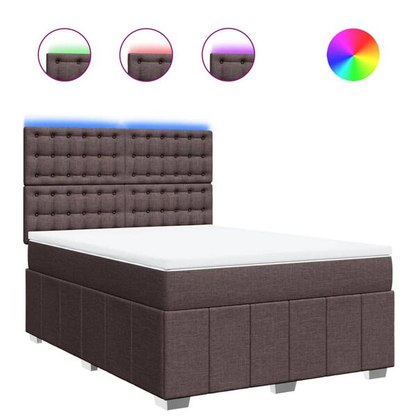 vidaXL Sommier &agrave; lattes de lit avec matelas Marron fonc&eacute; 160x200 cm