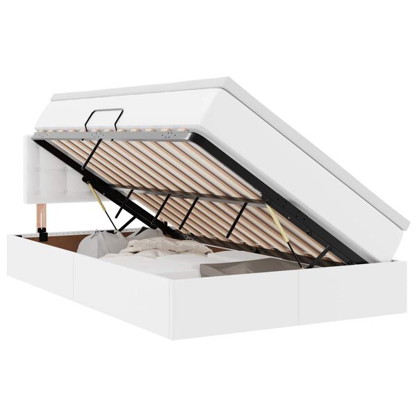 vidaXL Lit avec rangement et LED avec matelas Blanc pur 120 x 200 cm
