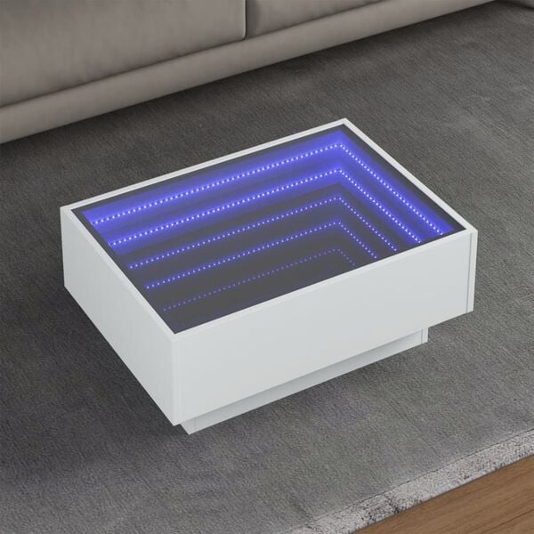 vidaXL Table basse avec LED blanc 70x50x30 cm bois d'ing&eacute;nierie