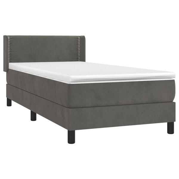 vidaXL Sommier &agrave; lattes de lit avec matelas Gris fonc&eacute; 100x200 cm