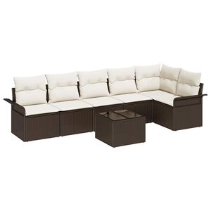 vidaXL Ensemble de canap&eacute; de jardin 7 pcs Marron polyrotin