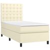 vidaXL Sommier &agrave; lattes de lit avec matelas et LED Cr&egrave;me 90x200 cm