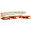 vidaXL Salon de jardin 5 pcs avec coussins cire marron bois pin massif
