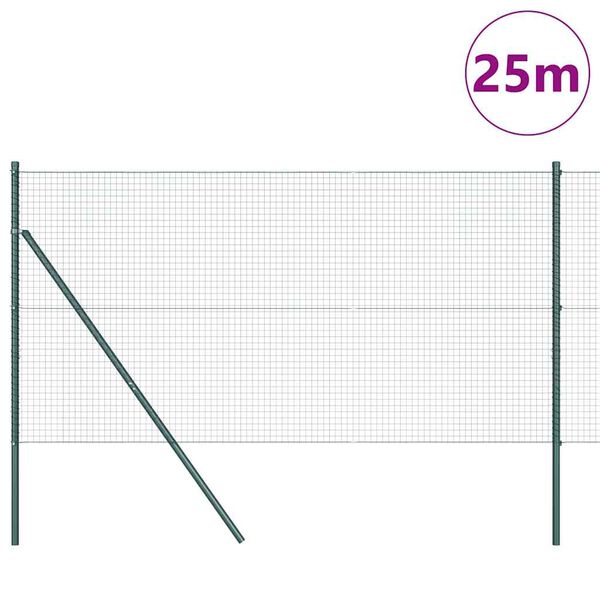vidaXL Poteau de cl&ocirc;ture. Vert 25 x 1,2 m (maille 25 x 25 mm)