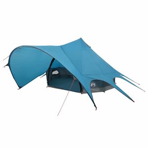 vidaXL Tente Teepee 3 personnes 3 personne Bleu et gris
