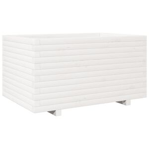 vidaXL Jardini&egrave;re blanc 90x60x49,5 cm bois de pin massif
