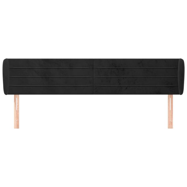 vidaXL T&ecirc;te de lit avec oreilles Noir 163x23x78/88 cm Velours