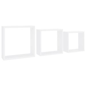 vidaXL &Eacute;tag&egrave;res murales sous forme de cube 3 pcs Blanc MDF