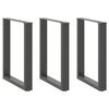 vidaXL Pieds de table &agrave; manger en U 3 pi&egrave;ces anthracite 70x(72-73) cm