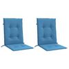 vidaXL Coussins de chaise &agrave; dossier bas lot de 2 bleu m&eacute;lang&eacute; tissu