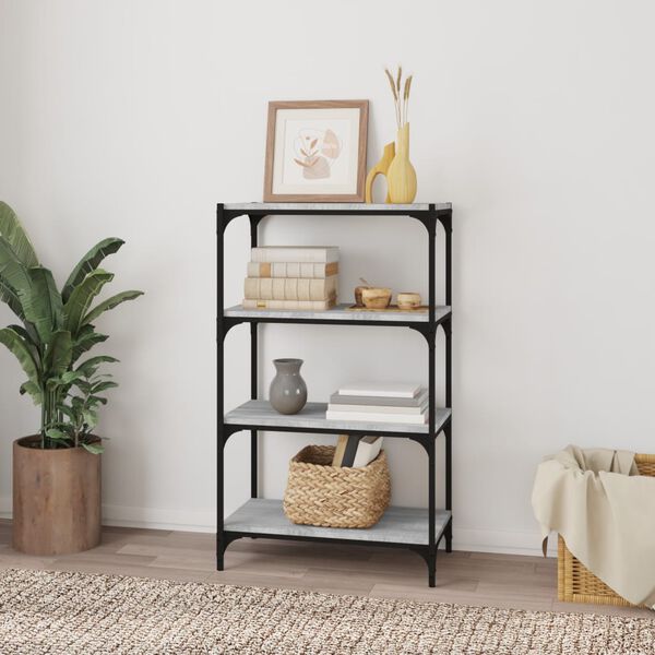 vidaXL Biblioth&egrave;que Sonoma gris 60x33x100 cm Bois d'ing&eacute;nierie acier