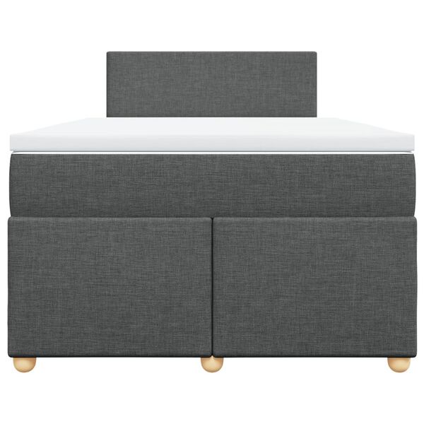 vidaXL Sommier &agrave; lattes de lit avec matelas gris fonc&eacute; 120x190cm tissu
