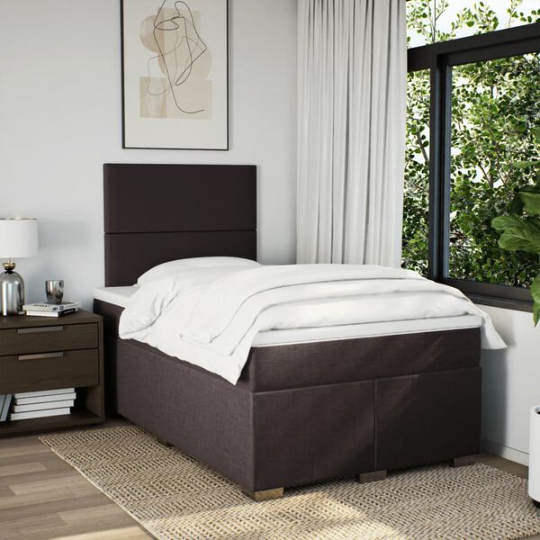 vidaXL Sommier &agrave; lattes de lit avec matelas Marron fonc&eacute; 120x200 cm