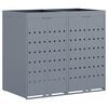 vidaXL Rangement de poubelle &agrave; roulettes pour 2 poubelles Gris clair