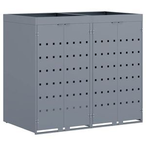 vidaXL Rangement de poubelle &agrave; roulettes pour 2 poubelles Gris clair