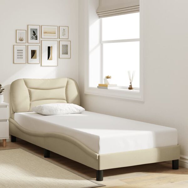 vidaXL Cadre de lit avec LED sans matelas Hvar cr&egrave;me 80x200 cm tissu