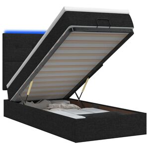 vidaXL Lit coffre avec matelas et LED Noir 90 x 190 cm Tissu