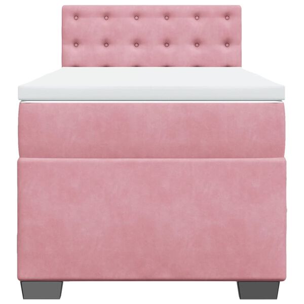vidaXL Sommier &agrave; lattes de lit avec matelas Rose 90x200 cm Velours