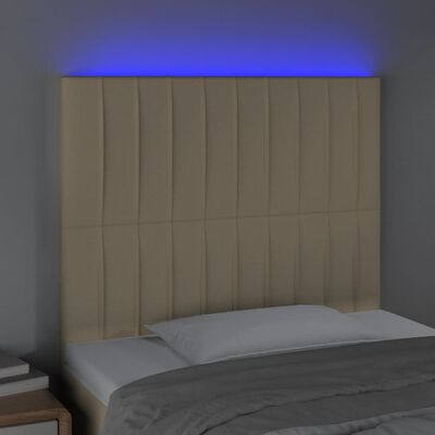 vidaXL Tête de lit à LED Crème 80x5x118/128 cm Tissu