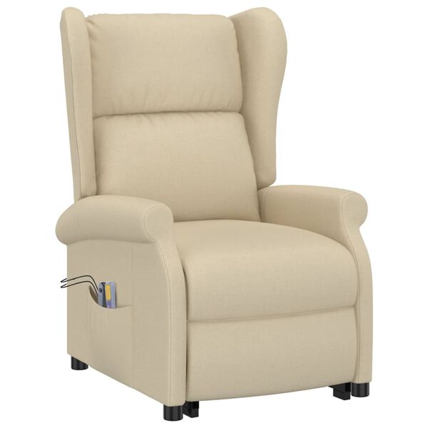 vidaXL Fauteuil de massage Cr&egrave;me Tissu