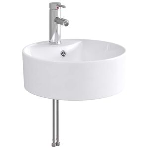 vidaXL Lavabo avec robinet et &eacute;vacuation Chrome 40,5 x 40,5 x 15 cm