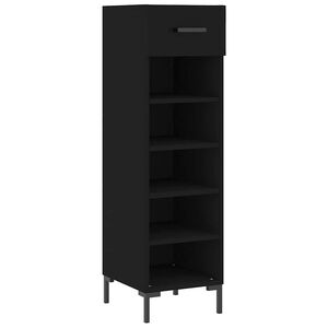 vidaXL Armoire &agrave; chaussures noir 30x35x105 cm bois d'ing&eacute;nierie