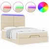 VidaXL Cadre de lit ottoman avec matelas cr&egrave;me 140x190 cm tissu