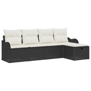vidaXL Ensemble de canap&eacute; de jardin 5 pcs Noir et cr&egrave;me Poly rotin