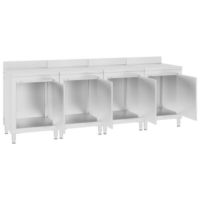vidaXL Table de travail commerciale avec armoire 240x60x96 cm Inox