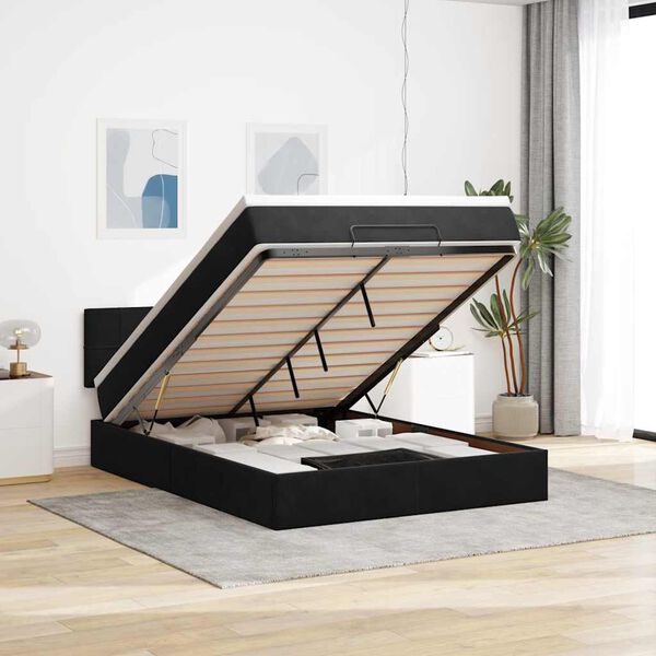 VidaXL Cadre de lit ottoman avec matelas noir 140x200 cm velours