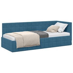 vidaXL Cadre de lit d'angle Bleu 80 cm x 200 cm Velours