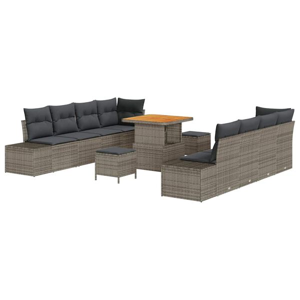vidaXL Ensemble de canap&eacute; de jardin 11 pcs Gris Poly rotin