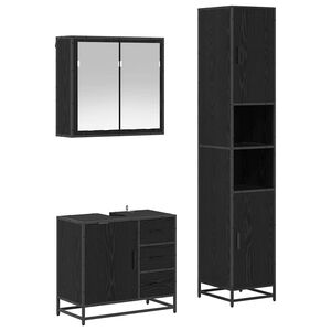vidaXL Ensemble de mobilier de salle de bain 3 pcs Ch&ecirc;ne noir