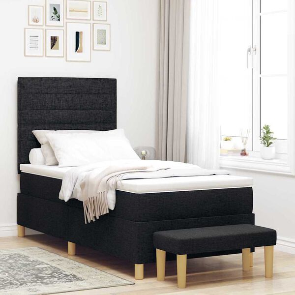 vidaXL Lit &agrave; ressorts avec matelas Noir 90 x 190 cm tissu
