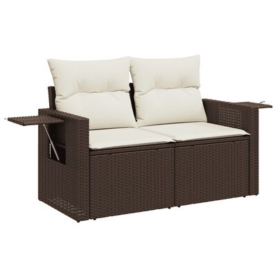 vidaXL Salon de jardin avec coussins 7 pcs marron résine tressée