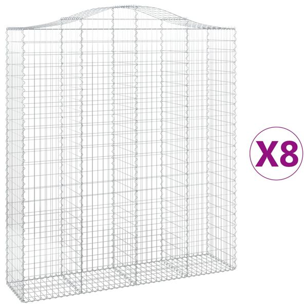 vidaXL Paniers &agrave; gabions arqu&eacute;s 8 pcs 200x50x220/240 cm Fer galvanis&eacute;