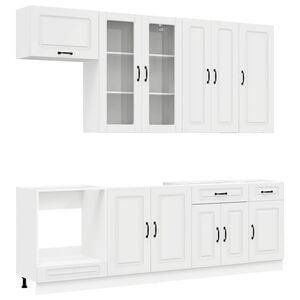 vidaXL Unit&eacute; de cuisine KALMAR 8 pc Blanc brillant Bois d'ing&eacute;nierie