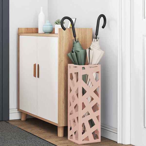 vidaXL Porte-parapluie Rose 15,5 x 15,5 x 49 cm Métal