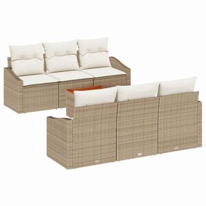 vidaXL Ensemble de canap&eacute; de jardin 7 pc Beige polyrotin