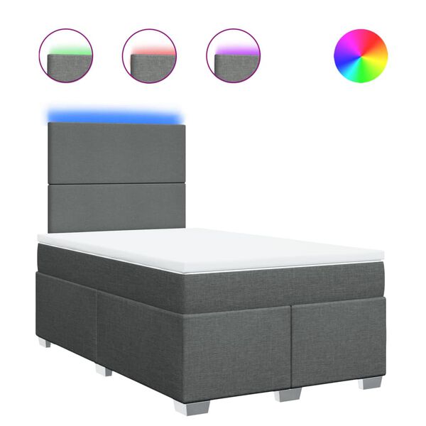 vidaXL Sommier &agrave; lattes de lit avec matelas Gris fonc&eacute; 120x200cm Tissu