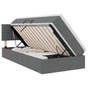 vidaXL Lit de rangement LED avec matelas Gris fonc&eacute; 90 x 200 cm Tissu