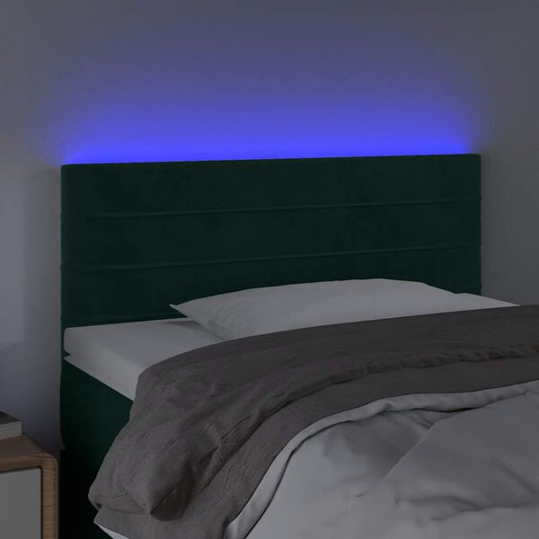 vidaXL T&ecirc;te de lit &agrave; LED Vert fonc&eacute; 80x5x78/88 cm Velours