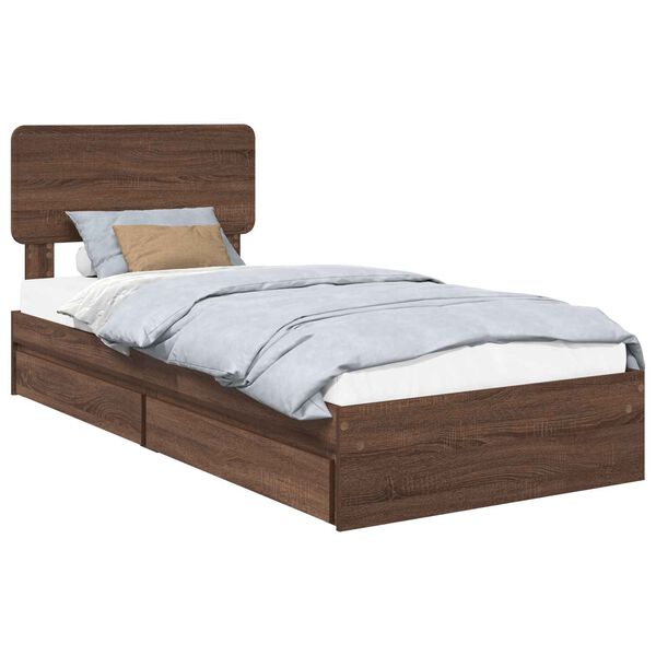 vidaXL Lit de Rangement Ch&ecirc;ne brun 90 x 190 cm Bois d'ing&eacute;nierie