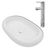 vidaXL Lavabo de salle de bain avec mitigeur C&eacute;ramique Ovale Blanc