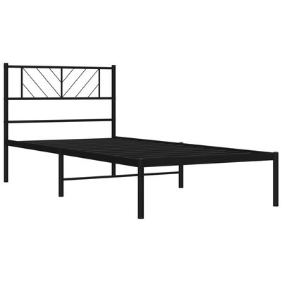 vidaXL Cadre de lit métal sans matelas avec tête de lit noir 100x190cm