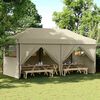 vidaXL Tente de r&eacute;ception pliable escamotable 4 parois lat&eacute;rales taupe
