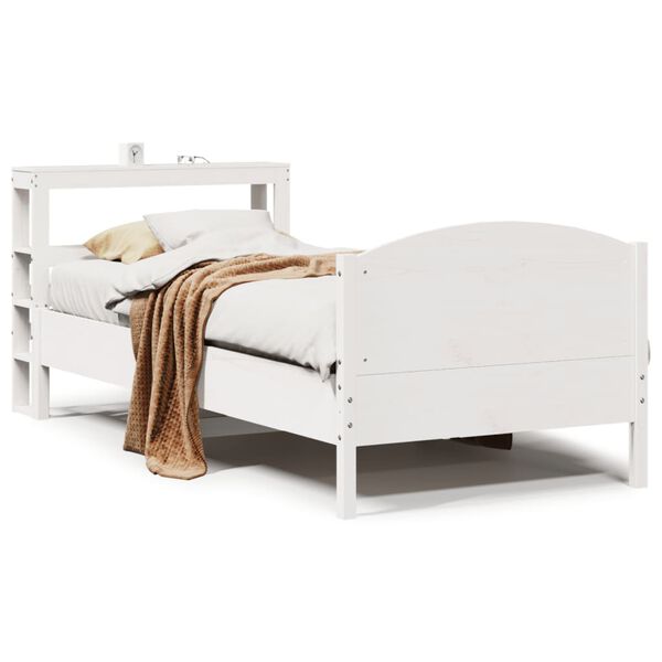 vidaXL Cadre de lit sans matelas blanc 100x200 cm bois de pin massif