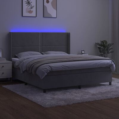 vidaXL Sommier à lattes de lit matelas et LED Gris clair 160x200 cm