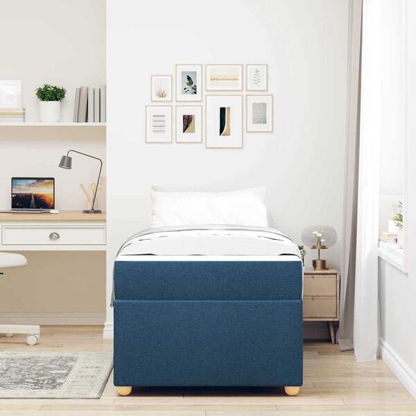 vidaXL Cadre de lit avec matelas Bleu 100 x 200 cm tissu